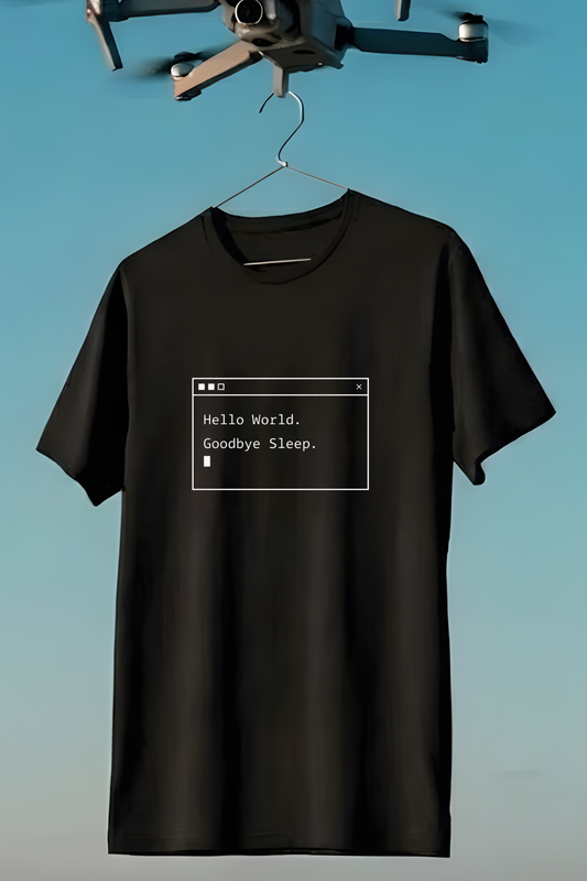 Hello World, Goodbye Sleep – College Coding Student T‑Shirt - Size Chart and Fit Guide