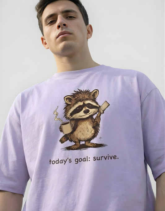 Cute Raccoon T-Shirt – Today’s Goal: Survive