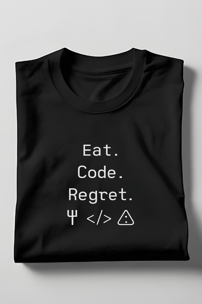 Eat. Code. Regret. – Funny Programmer T‑Shirt for College Students - Product Details and Specifications