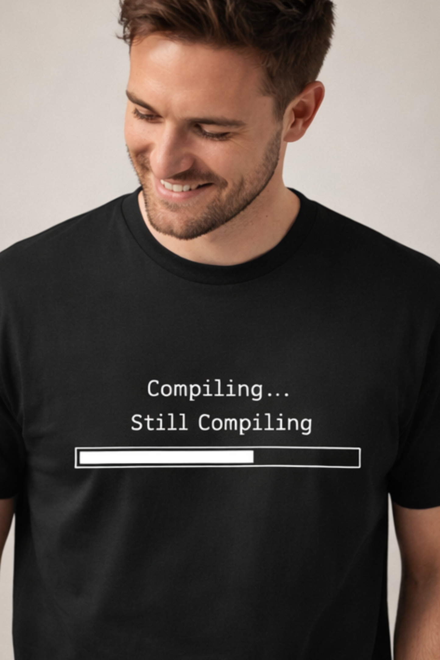 Compiling… Still Compiling – Funny Programmer T‑Shirt for Students
