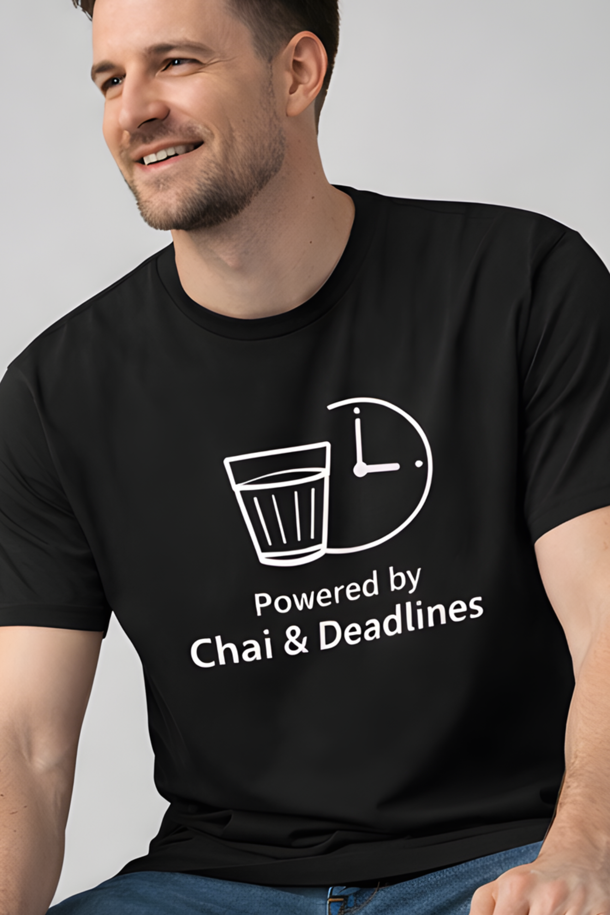 Powered by Chai & Deadlines T-Shirt - Color Variant - Front View
