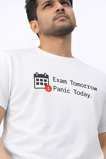 Exam Tomorrow Panic Today T‑Shirt | Funny Student Exam Panic Tee - Color Variant - Front View