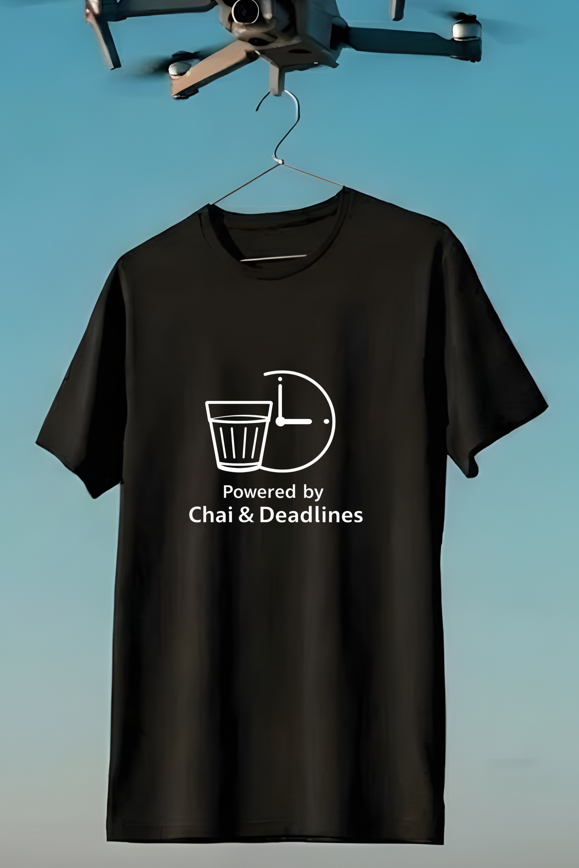Powered by Chai & Deadlines T-Shirt - Size Chart and Fit Guide