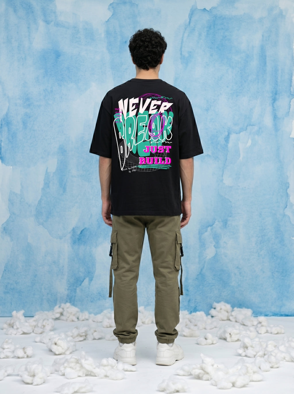 Never Break Just Build — Oversized Art Tee | Unisex