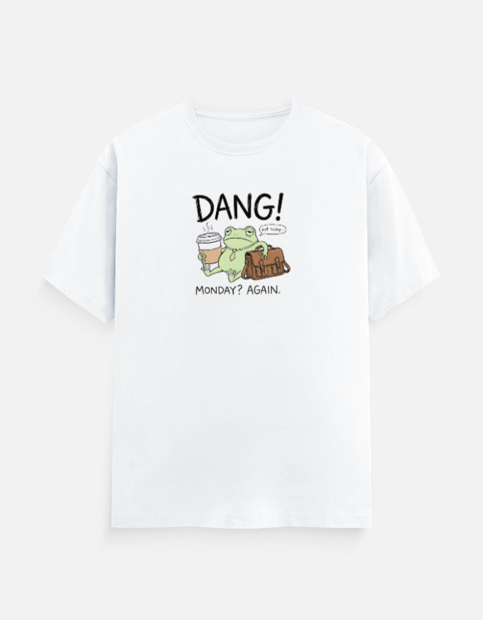 DANG! Monday? Again. – Funny Frog Coffee Monday T‑Shirt - Product Image