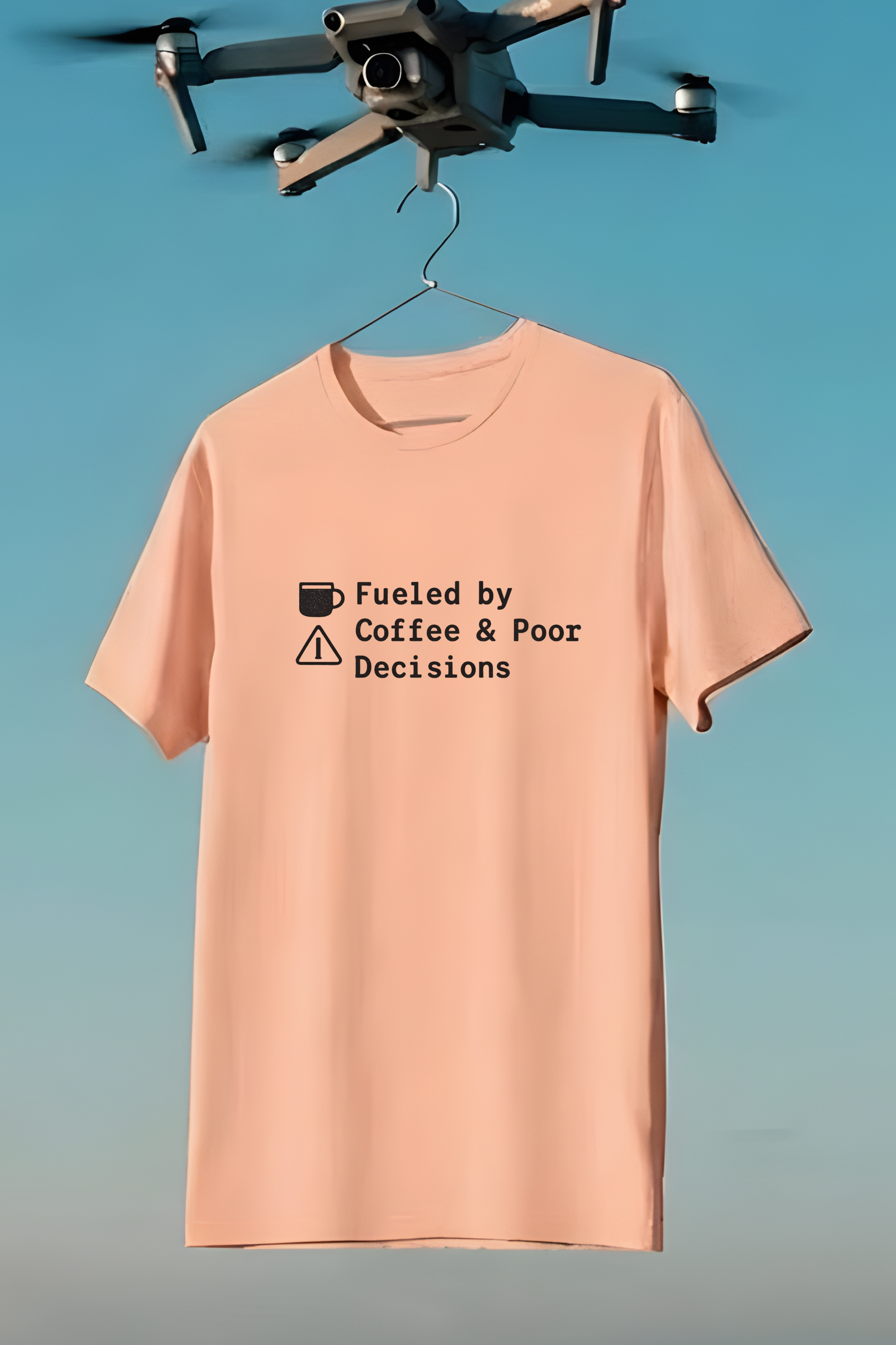 Fueled by Coffee & Poor Decisions – Funny Coffee Quote T‑Shirt - Size Chart and Fit Guide